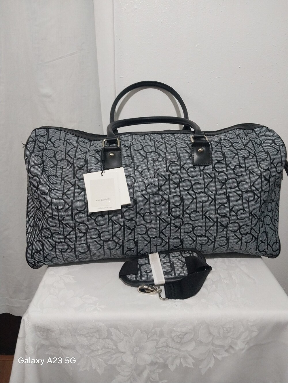 Calvin Klein Gray Monogram Travel Duffle Bag